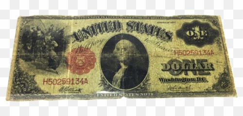 One Dollar Bill Large American Currency - 1 Note Usa 1917 png