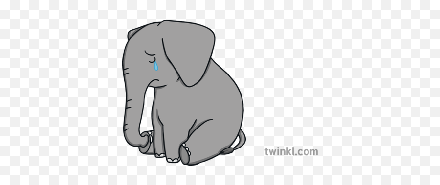 Sad Orphan Elephant Phonics Eyfs Illustration - Twinkl Sad Elephant Illustration Png,Elephant Head Png