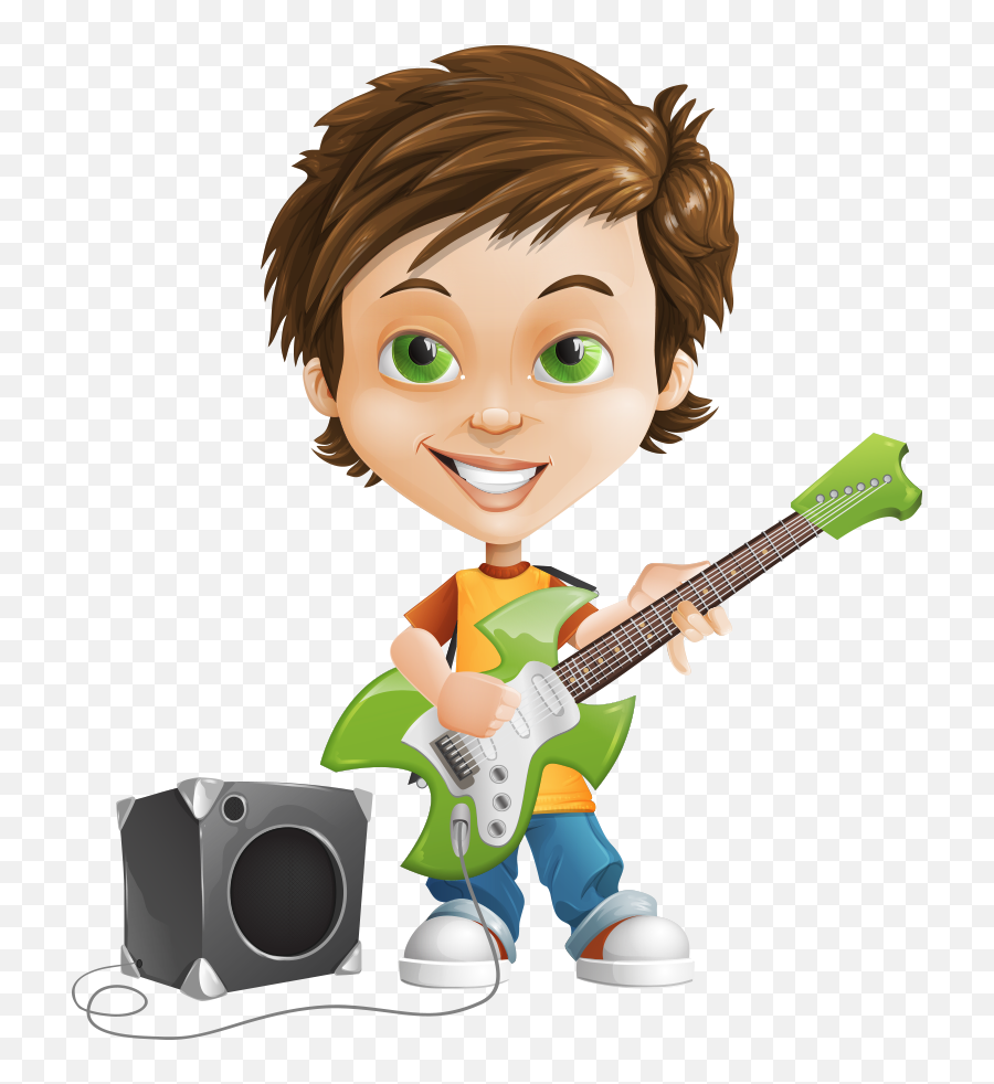 Character Children Guitar Version - Public Domain Characters Cartoon Png,Cartoon Bullet Png