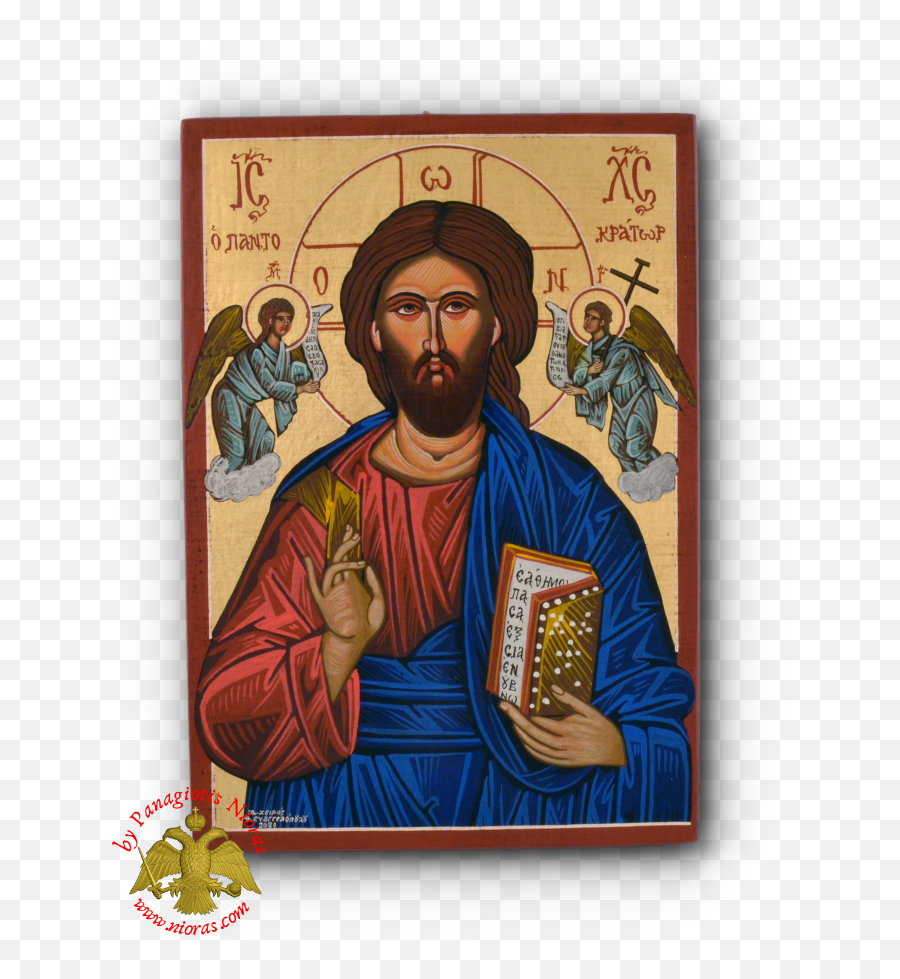 Hand Painted Byzantine Icons Christos - Prophet Png,Christ Enthroned Icon