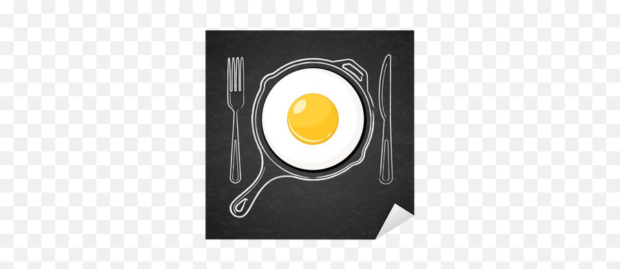 Sticker Fried Egg And Hand Drawn Outline Watercolor Pan - Pan Png,Fried Egg Icon