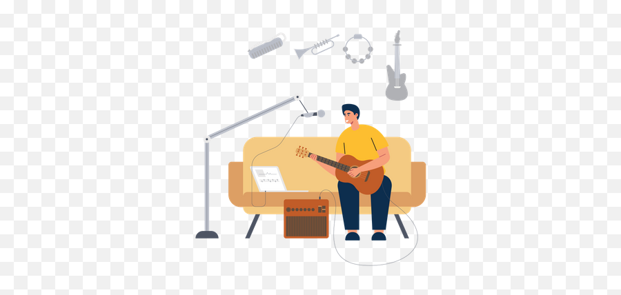 Acoustic Guitar Icon - Download In Line Style Guitarist Png,Guitar Tuner Icon