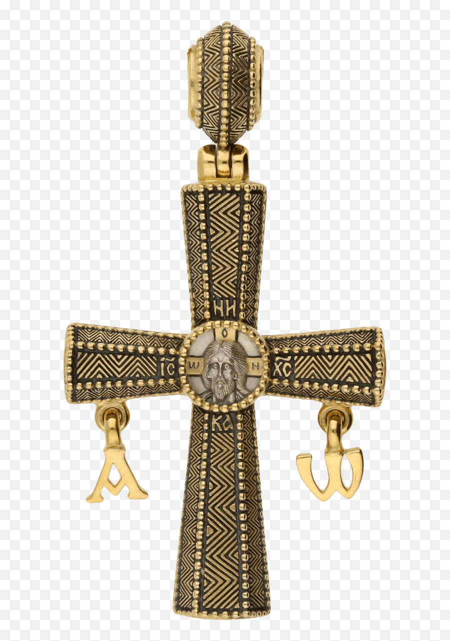 Cross U201choly Face Of The Savioru201d With Pendants U201calphau201d And U201comegau201d - Christian Cross Png,Guardian Angel Icon Byzantine