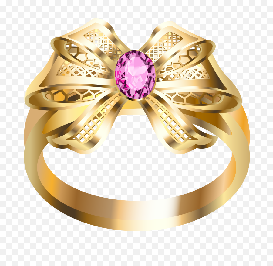 Ring Png - Golden Jewellery Ring Png,Gold Bow Transparent Background