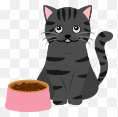 Cat And Food Dish Clipart Free Download Transparent - Eating Clip Art png