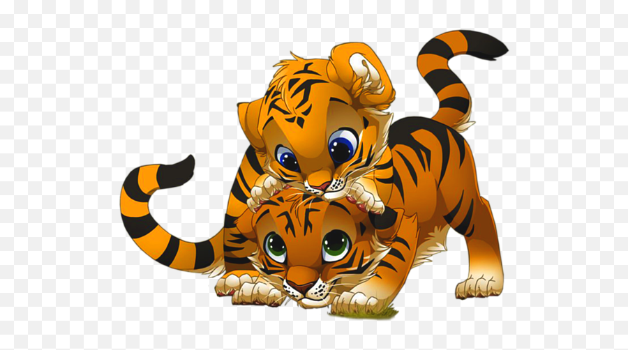 Cute Little Tigers Png Cartoon Clipart - Tiger Cubs Clipart,Tigers Png