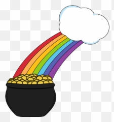 Library Of Image Free Stock For Rainbow With Pot Gold Png - Cloud Rainbow Pot Of Gold
