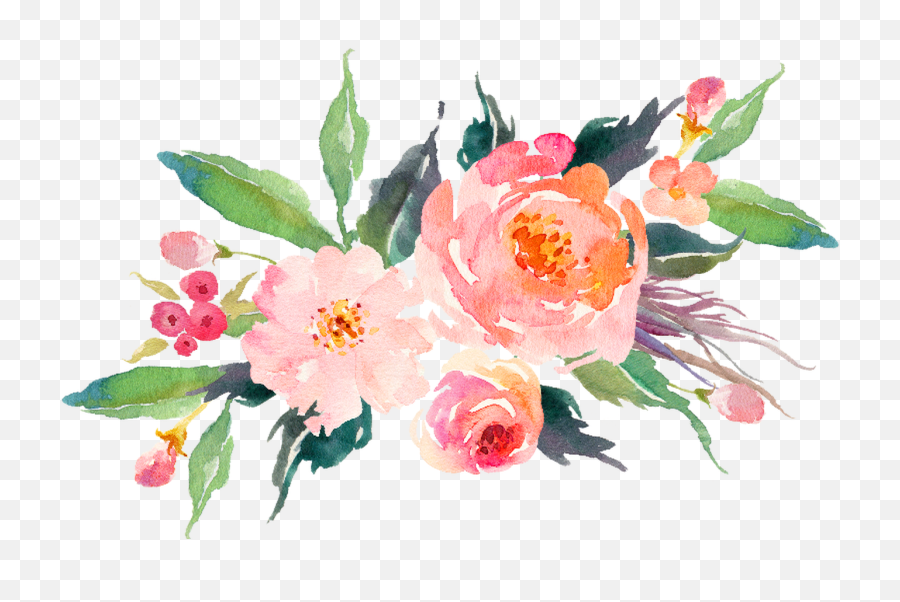 Water Color Flower Clip Freeuse - Watercolor Flowers Transparent Background Png,Florals Png