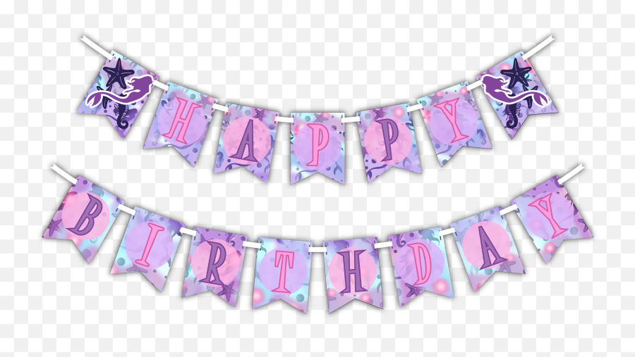 Emoji Happy Birthday Banner - Mermaid Banner Happy Birthday Png,Party Banner Png