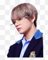 Download Taehyung Hairstyle Love Bts Her Yourself Kim Hq Png - Bts V With Glasses,Hairstyle Png