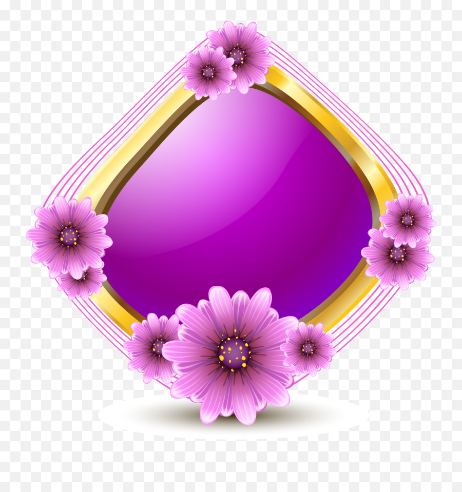 Purple Flowers - Vector Flower Border Perple Hd Png Vector Purple Flower Border,Flowers Vector Png
