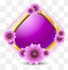 Purple Flowers - Vector Border Perple HD Png