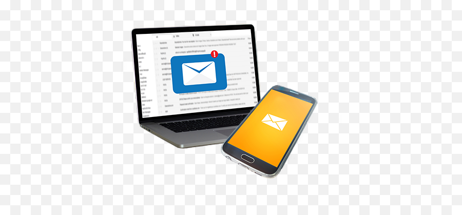 Laptop And Phone With Email Icon To - Email Png,Icon Phone Email Message