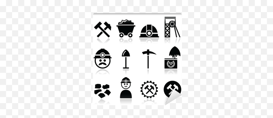 Wall Mural Coal Mine Miner Icons Set - Pixershk Language Png,Mining Icon