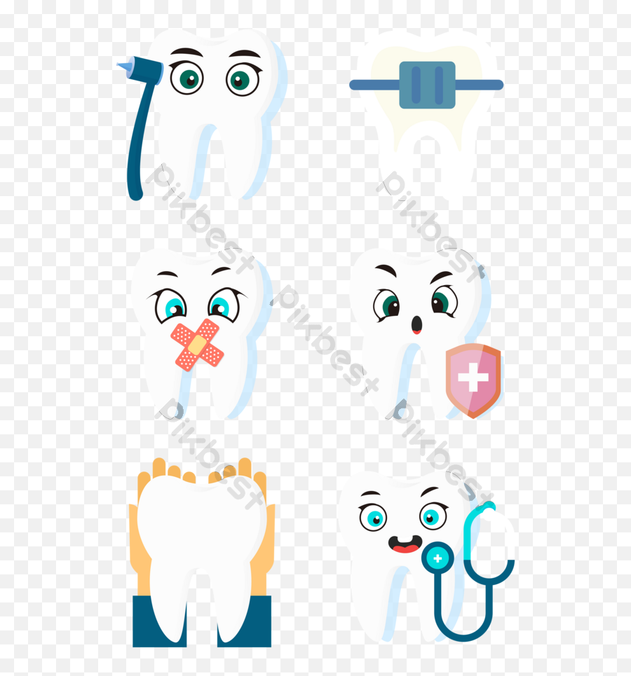 Flat Cartoon Tooth Vector Medical Icon Element Ai Free - Dot Png,Medical Icon Pack