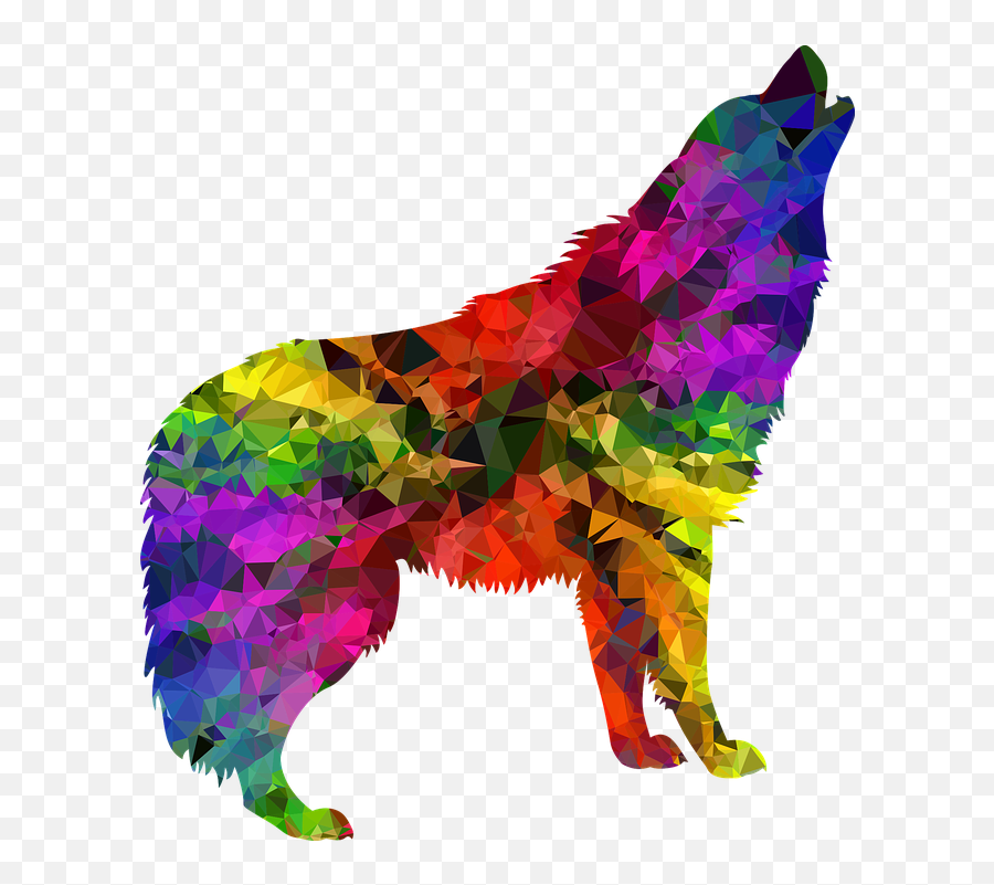 Howling Wolf Animal - Rainbow Wolf Clipart Png,Howling Wolf Png