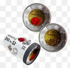 2 Coin Roll Armistice Of 1918 The Royal Canadian Mint - Armistice Toonie Png,Money Roll Png