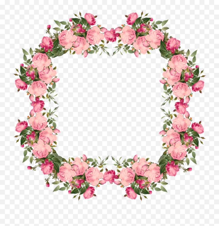 Vintage Roses Frame And Borders Png - Border Pink Flower Png,Pink Flower Border Png