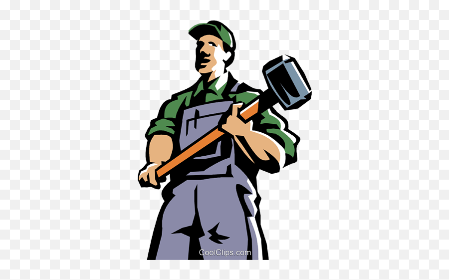 Man Standing With A Sledgehammer Royalty Free Vector - Man Man With Sledgehammer Vector Png,Hammer Clipart Png