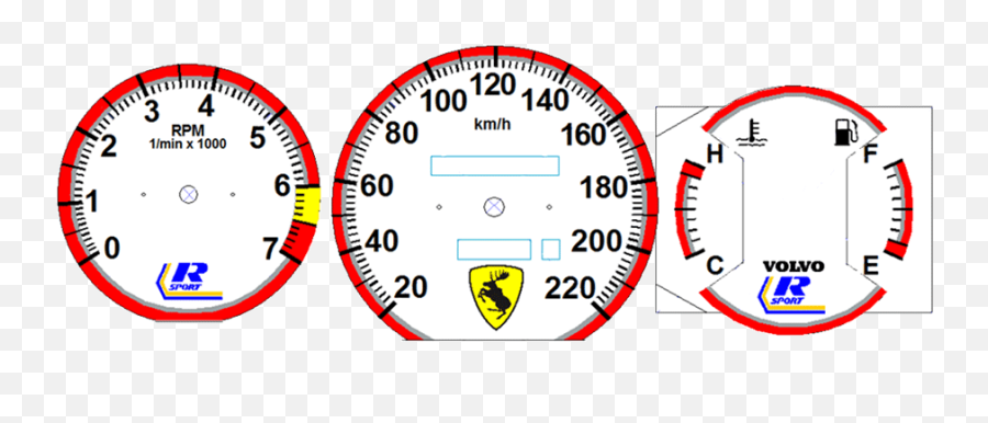 Daves Volvo 240 White Face Gauges - Prancing Moose Png,Speedo Logos