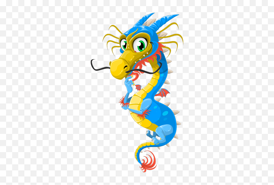Wall Sticker Cute Dragon - Chinese Dragon With Mustache Png,Cute Dragon Png