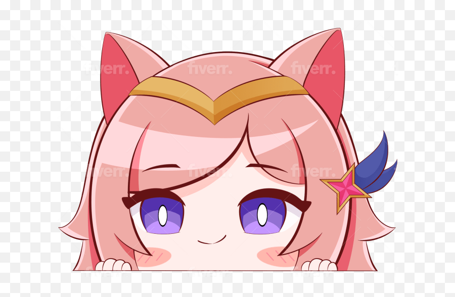Draw Chibi Anime Peeking For Cover Photo Or Merch Sticker By - Fictional Character Png,Star Guardian Ahri Icon