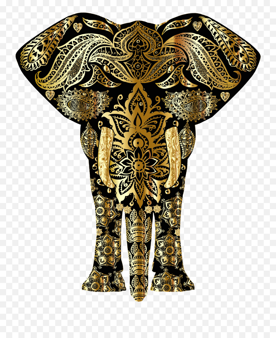 Download This Free Icons Png Design Of Gold Floral Pattern - Gold Elephant,Floral Pattern Png