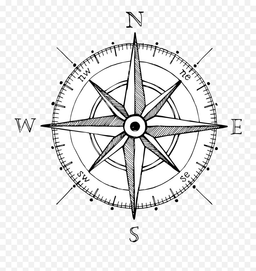 Compass Rose Drawing Hand - Compass Drawing Png,Compass Transparent Background