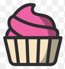 Cupcake Icon Of Colored Outline Style - Available SVG Cake Png