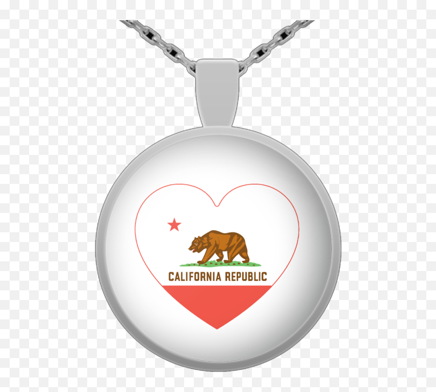 California Flag Heart Round Pendant Necklace - California Les Reines Naissent En Avril Png,California Flag Png