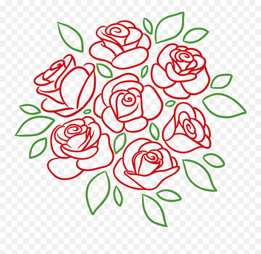 Roses Bouquet Drawing Png Transparent - Flower Bouquet Drawing Step By Step,Rose Drawing Png