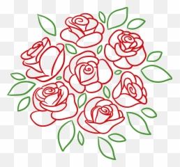 Roses Bouquet Drawing Png Transparent - Flower Bouquet Drawing Step By Step,Rose Drawing Png