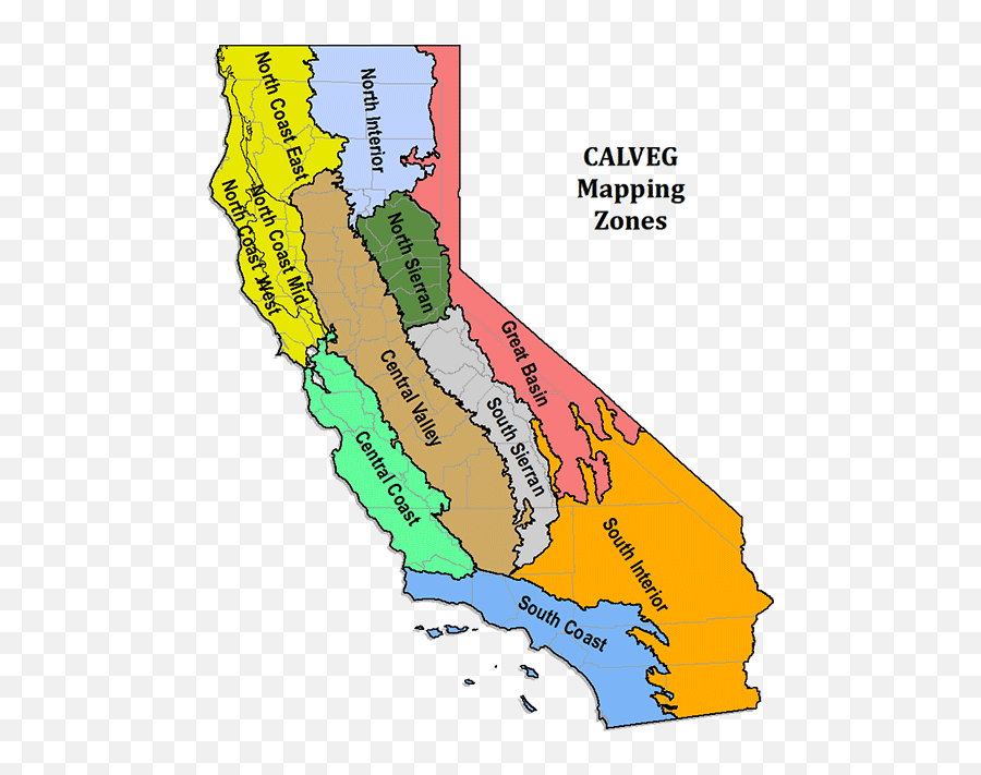 Region 5 - Vegetation Zones In California Png,California Map Png