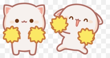 Cute Mochi Peach Cat With Pompoms Cursor U2013 Custom - png