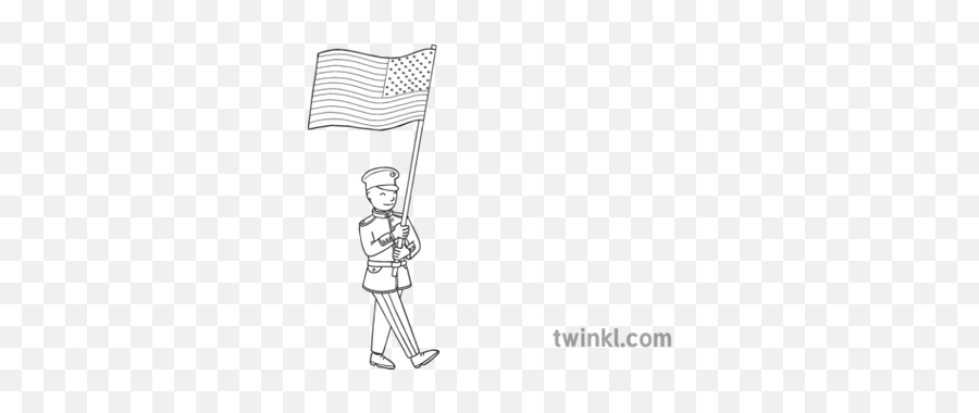 Soldier Marching With Usa Flag 3 Topics Ks1 Black And White - Curleys Wife From Of Mice And Men Drawing Png,Black And White American Flag Png