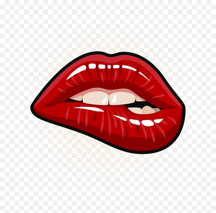 Lips Clipart Png - Pop Art Biting Lip Transparent Cartoon Lip Biting Painting,Lips Clipart Transparent Background