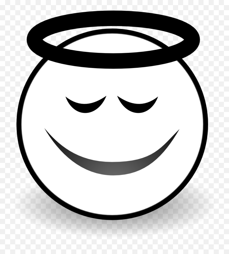 Emoji Clipart Black And White In - Angel Face Black And White Png,Angel Emoji Png