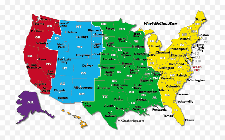 Understanding American Time Zones Zone Map State - Us Time Zones Map Png,United States Map Transparent