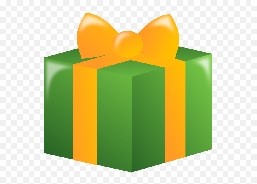 Gift With Green Wrapping And Gold Ribbon Clip Art - Birthday Box Clip Art Png,Gold Ribbon Png