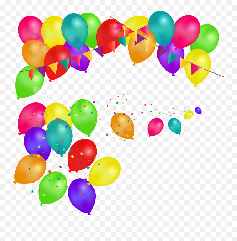 Download Hd Birthday Balloon Png Images - Portable Network Globos Y Serpentinas Png,Birthday Balloon Png