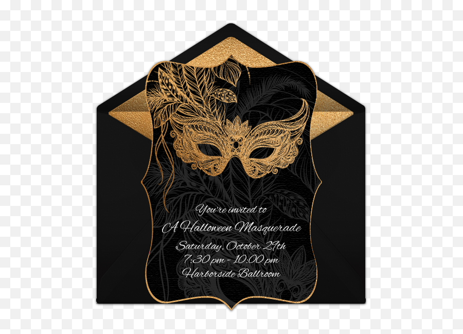 Free Halloween Masquerade Online Invitation - Punchbowlcom Themed Halloween Baby Shower Png,Masquerade Png