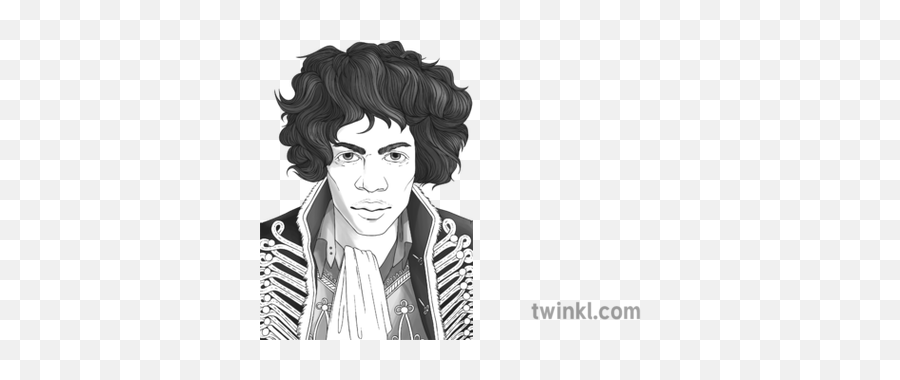 Jimi Hendrix Black And White Illustration - Twinkl Illustration Png,Jimi Hendrix Png