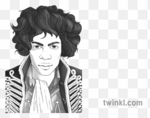 Jimi Hendrix Black And White Illustration - Twinkl Illustration Png,Jimi Hendrix Png