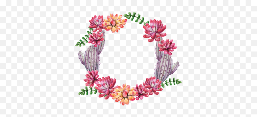 Circle Cactus Flower Wall Sticker - Corona De Cactus Png,Cute Cactus Png