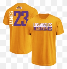 Download Hd Lebron James Los Angeles Lakers Majestic Gold - T Shirt png
