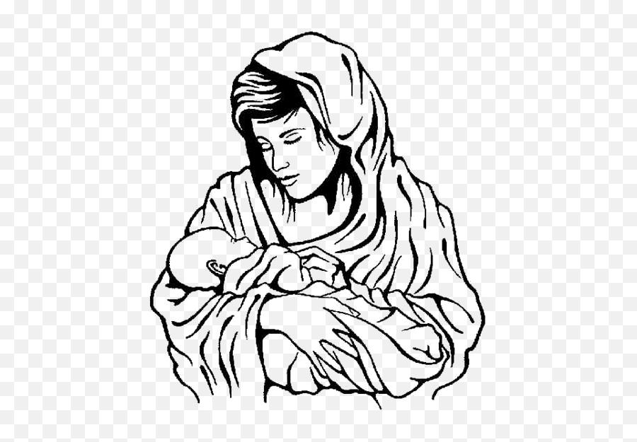 Mary And Baby Jesus Coloring Pages Kid 139932 - Png Drawing Of Jesus Black And White,Baby Jesus Png
