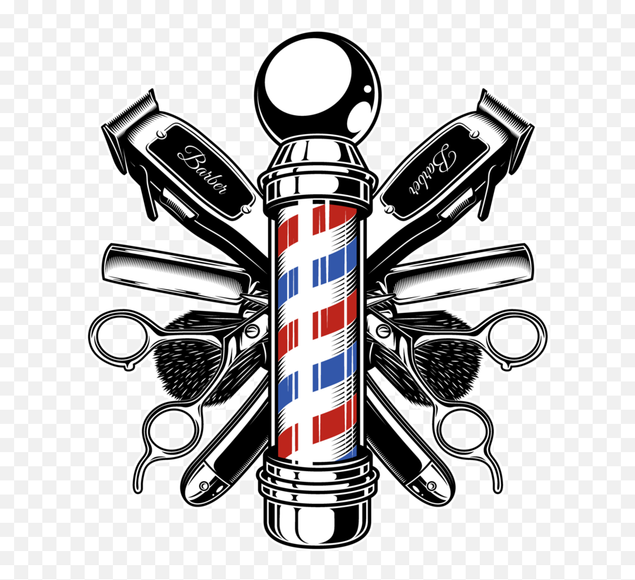 Barber Shop Pole With Crossed - Transparent Barber Pole Png,Barber Clippers Png