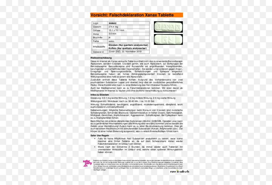 Drugsdataorg Formely Ecstasydata Test Details Result - Document Png,Xanax Png