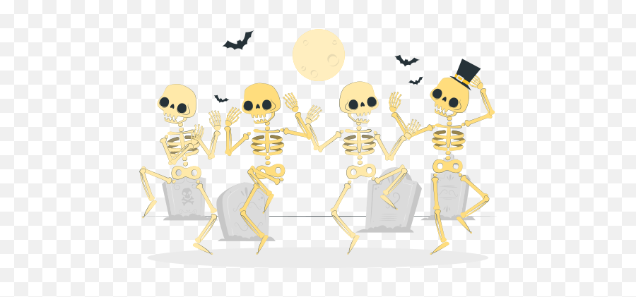 Dancing Skeletons Illustrations Rafiki Style - Fiction Png,Dancing Skeleton Png