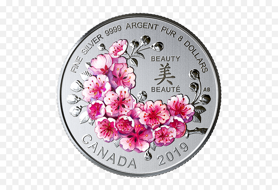 Pure Silver Cherry Blossoms Coin The Royal Canadian Mint - Canada Post Coins 2019 Png,Cherry Blossoms Transparent